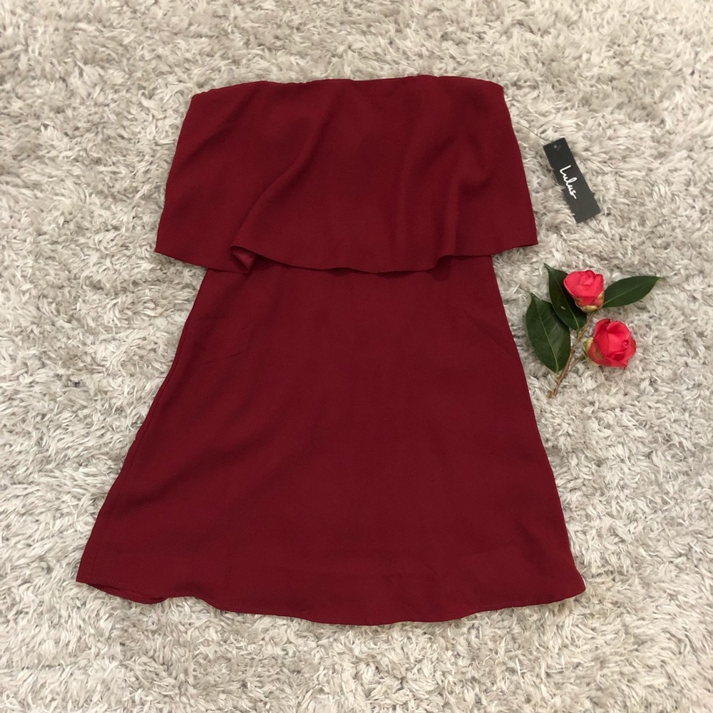 NWT Lulu’s Wine Red Strapless Dress